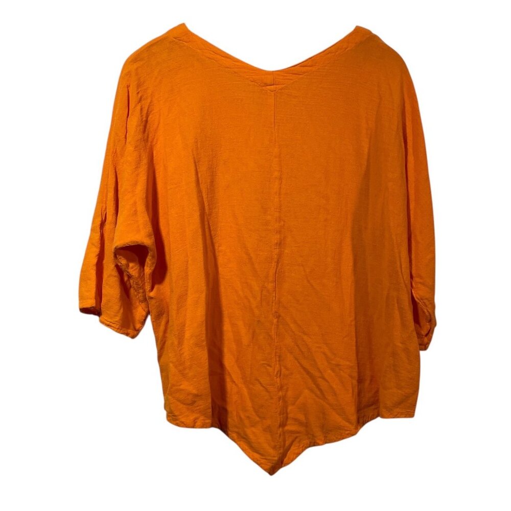 Oh My Gauze! Bright Orange V-Neck Gauze Top - Picture 4 of 6